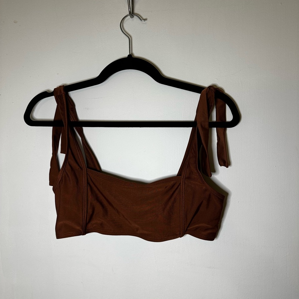 Chic Brown Bikini Top with Tie Straps